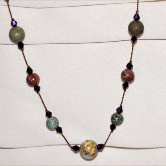 Handmade Hand Knotted Double Strand Boho Style Beaded 52 Inch Necklace - Picture 3 of 5